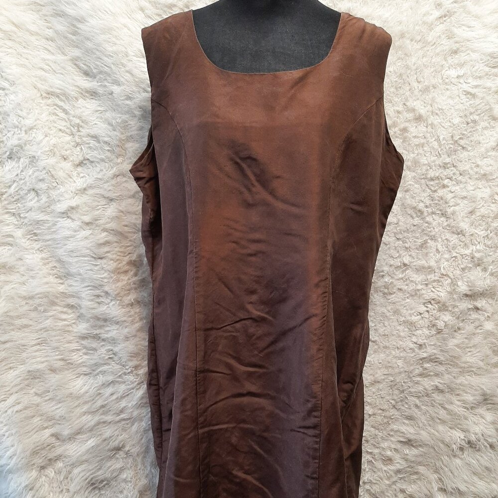 Vintage Ashley Stewart Women's Brown Sleeveless Dress Size 16W